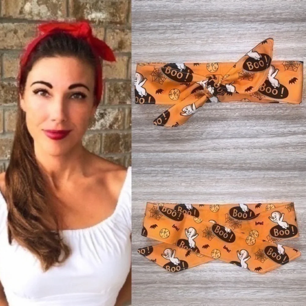 Casper The Friendly Ghost Halloween tie hair wrap 50s style headband new